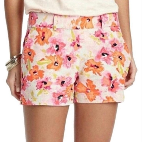 Loft Watercolor Floral Linen Blend Shorts - Picture 1 of 8